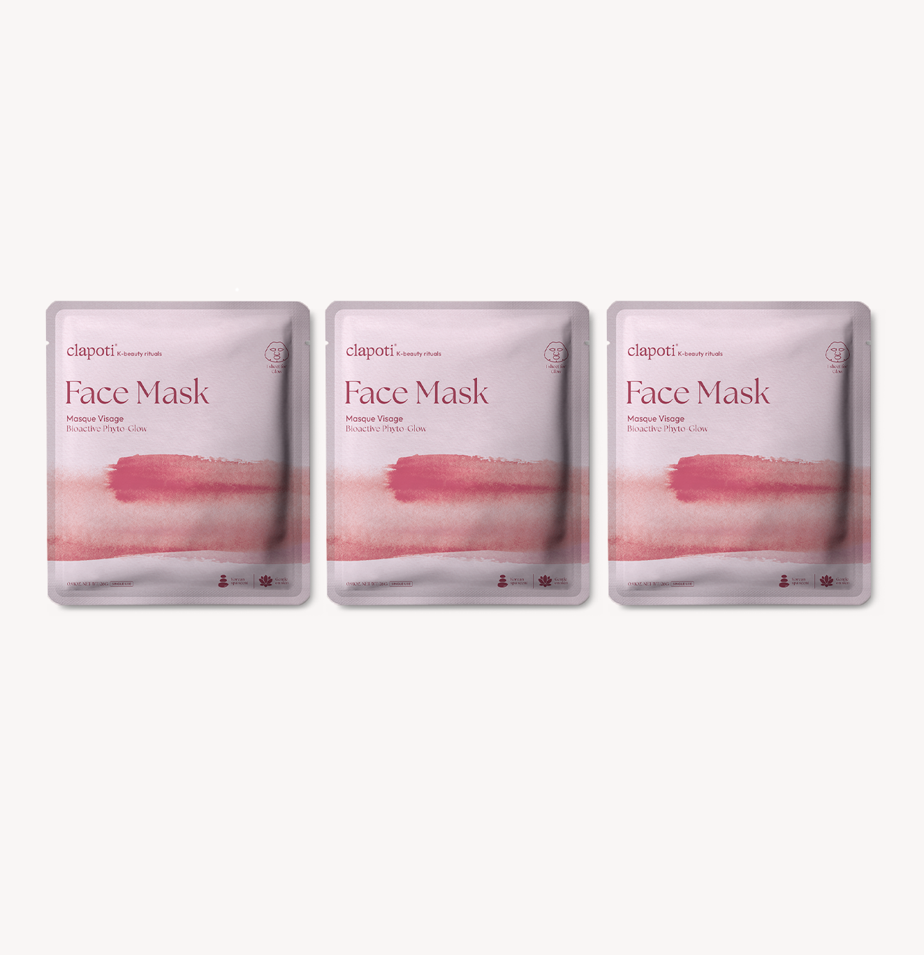 Clapoti Bioactive Phyto-Glow Face Masks (Trio)