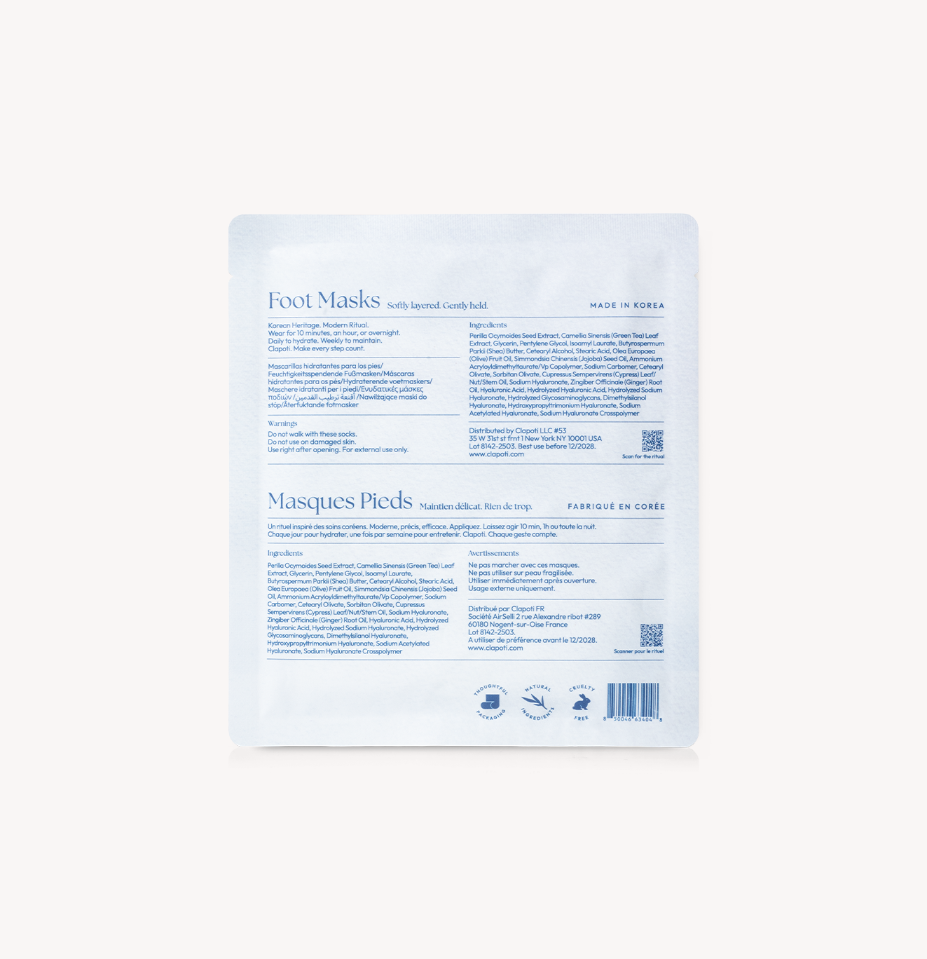 Clapoti Bioactive Phyto-Hydration Foot Masks